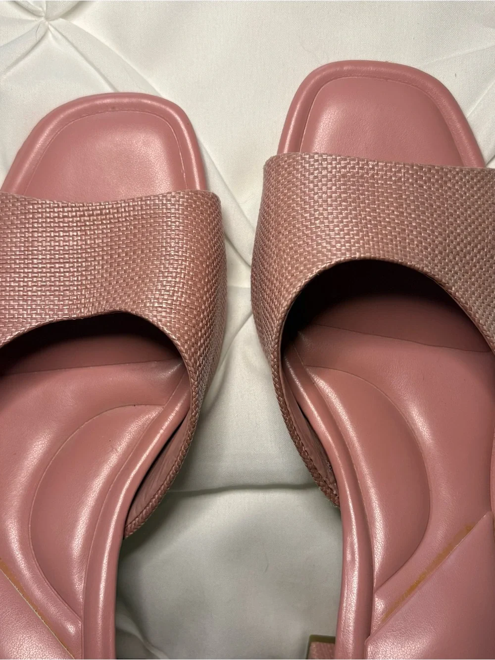 Calvin Klein Vevia Block Heel Woven Pink Slip On Heels, Women’s Size 10